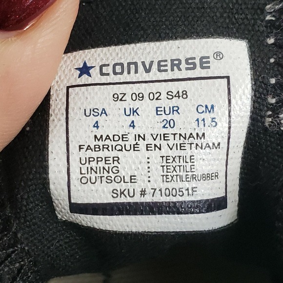 Converse Kids Chuck Taylor All Star 537080F Red Black Lace Up Sneaker Shoes Sz 4 - Picture 6 of 6